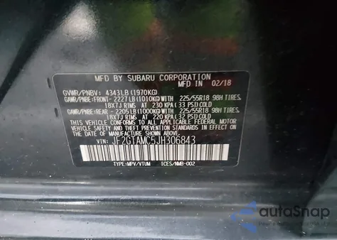 2018 Subaru Crosstrek 2.0I Limited from USA, damaged, VIN JF2GTAMC5JH306843